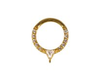 Anel de aço Ouro Dobradiça Septum Rhinestone Point | Itc