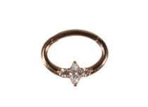 Anel de Aço Rosa Rosa Dobradiça Septum Strass Branco | Itc