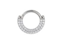 Anel de aço com dobradiça duplo strass branco | Itc