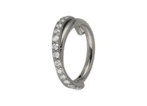 Anel de aço com dobradiça Padrão de torção Strass Branco | Itc