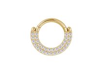 Anel de aço com dobradiça Ouro Duplo Strass Branco | Itc