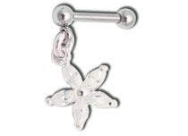 Barbell Acier Spécial Tragus avec pendentif Fleur à cristal blanc | Itc