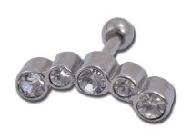 Barbell Acier 5 Strass Colorés |Itc