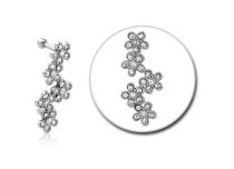 Micro Barbell Acier motif Fleurs à Strass | Itc