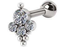 Barbell Titane Boules de Strass Blanc | Itc