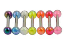 Barbell Acier Boules Acryliques 5 mm Colorés avec Reflets | Itc