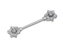 Bijou de Téton Acier motif Fleurs à Strass Blanc |Itc