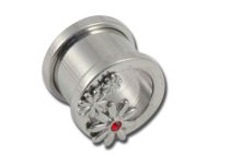 Tunnel Acier Vissable motif Fleur Strass Rouge | Itc