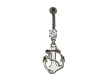 Banane Acier Noir Fantaisie Cristal Blanc motif Ancre | Itc