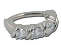 Banane Acier avec Charnière motif Triple Cristal Blanc Griffé | Itc