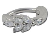 Banane Acier avec Charnière motif Fleur Cristal Blanc Griffé | Itc