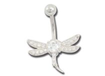 Banane Acier Fantaisie Cristal Blanc motif Libellule à Strass | Itc