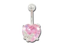 Banane Acier Fantaisie Cœur Rose avec papillon à Strass | Itc