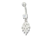 Banane Acier Fantaisie motif Fleur Serti de Cristal Blanc | Itc