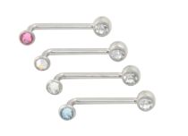 Barbell Titane Intime Double Strass Blanc et Coloré | Itc