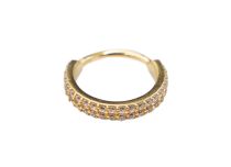 Anel de dobradiça CoCr Pvd Ouro 1,2 mm linha dupla de strass