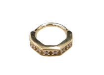 Anel de dobradiça CoCr Pvd Gold 1.2X8 hexagonal strass