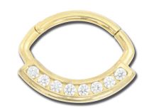 Anel de aço com dobradiça Ouro Strass Branco | Itc