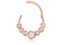 Anel de dobradiça Rose Gold Crown Rhinestone Round | Itc