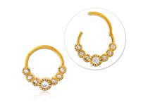 Anel de aço com dobradiça Coroa de ouro com strass redondo | Itc