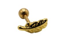 Labret Acier PVD Gold motif Plume | Itc