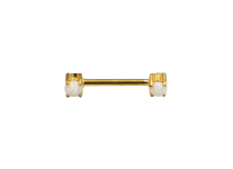 Bijou de Téton  PVD GOLD 1.6x14 boules griffé opale blanc irisé