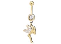 Banane Acier Doré Or fin motif Fantaisie Fée Cristal Blanc | Itc