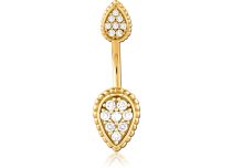 Banane Nombril Acier chirurgical Doré motif Double Goutte d'Eau à Strass | Itc