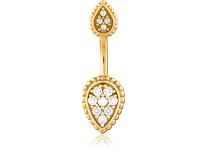 Banane Acier chirurgical Doré motif Double Goutte d'Eau à Strass | Itc