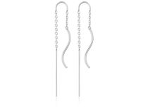 Paire de Boucle d'oreille Argentés avec Chaines et pendentif ondulé | Itc