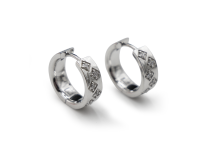Paire de boucle d'oreille CoCr ronde strass carré 0.8x10