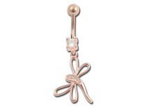 Banane Nombril Acier Doré Rose motif Libellule à Strass | Itc
