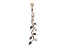 Banane Acier Doré Rose motif Branche à Fleur Cristal Blanc | Itc