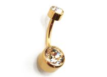 Banane Titane PVD Gold Interne Stérile à Boules 5 / 8 mm Double Strass | Itc