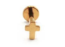 Labret Titane PVD Gold Interne Stérile motif Croix | Itc