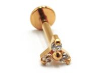 Labret Titânio PVD Ouro Interno Estéril Strass Trinity | Itc