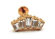 Labret Titane PVD Gold Interne Stérile motif Couronne de Strass | Itc