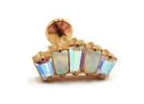Labret Titane PVD Gold Interne Stérile motif Couronne de Strass Bleu Irisé | Itc