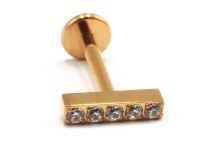 Labret Titane PVD Gold Interne Stérile motif Barre 5 Strass | Itc