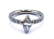 Anneau Charnière Titane Stérile motif Oval Strass Blanc | Itc