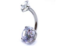 Banane Nombril Titane Interne Stérile à Boules 5 / 8 mm Double Strass Sertis Gri