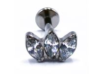 Labret Titane Interne Stérile motif Marquise 3 Strass Resserés | Itc