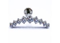 Labret Titane Interne Stérile motif Couronne de 9 Strass Blanc | Itc