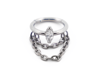 Anneau Charnière Titane Stérile motif Marquise à Strass avec Pendentif Chaine |