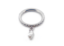 Anneau Charnière Titane Stérile à Strass avec Pendentif Strass Blanc | Itc