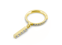 Anneau Charnière Titane PVD Gold Stérile à Strass avec pendentif Barre 5 Strass
