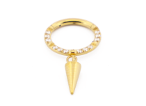 Anneau Charnière Titane PVD Gold Stérile à Strass et pendentif Pointe | Itc