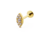 Labret Titane PVD Gold Interne Stérile motif Oval à Strass | Itc