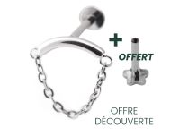 Labret Titane Interne Stérile avec Barr Courbé et Chaine | Itc