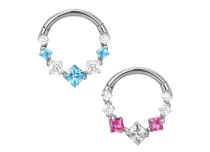 Septo de aço com anel de dobradiça 1.2X8 com strass branco.